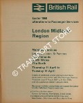 Alterations to Passenger Services, Easter 1968 - Mainline Services, London Euston, St Pancras, The Midlands, North Wales, The North Thursday 11 April to Tuesday 16 April by British Railways London Midland Region